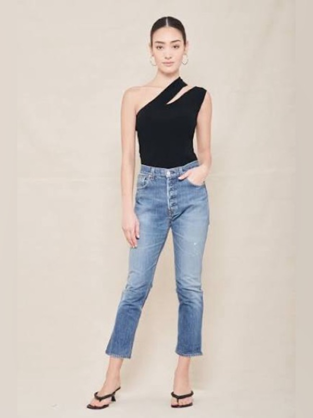 Nanushka Black One Shoulder Asymmetric Knit Top XS